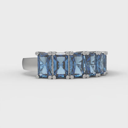 2.61 cttw Simulated Tanzanite Emerald Cut White Gold Eternity Wedding Band