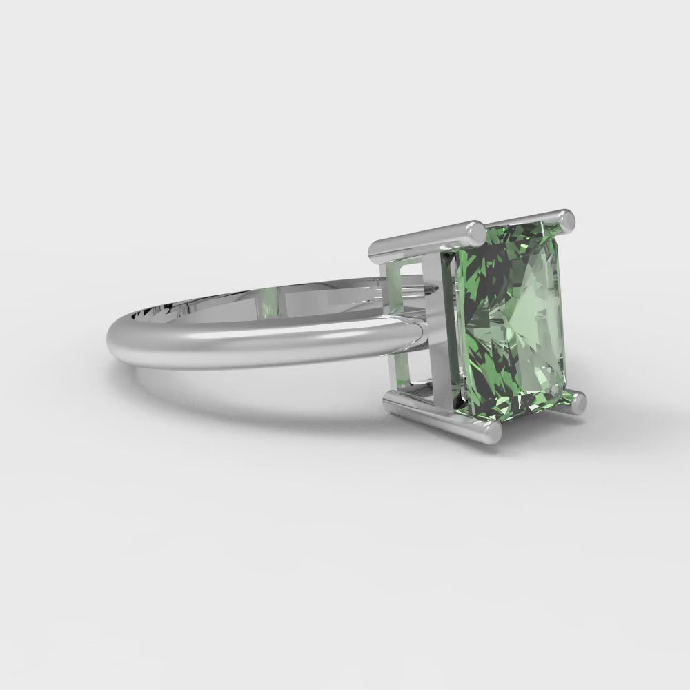 1.75 cttw Zirconia Simulated Green Diamond Solitaire  Engagement Ring - Solid Gold (VVS1, Radiant Cut,7.5x5.5mm)