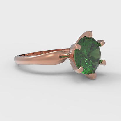 2.5 cttw Simulated Emerald Solitaire  Engagement Ring - Solid Gold (Round Cut,8.5mm)