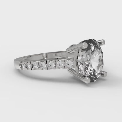 2.21 cttw White Sapphire Solitaire with Zirconia Simulated Diamond Accents Engagement Ring - Solid Gold (Oval Cut,9X7mm)