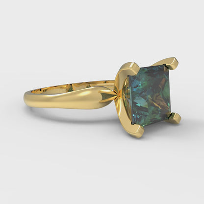 2.5 cttw Blue Moissanite Solitaire  Engagement Ring - Solid Gold (Princess Cut,8.5mm)