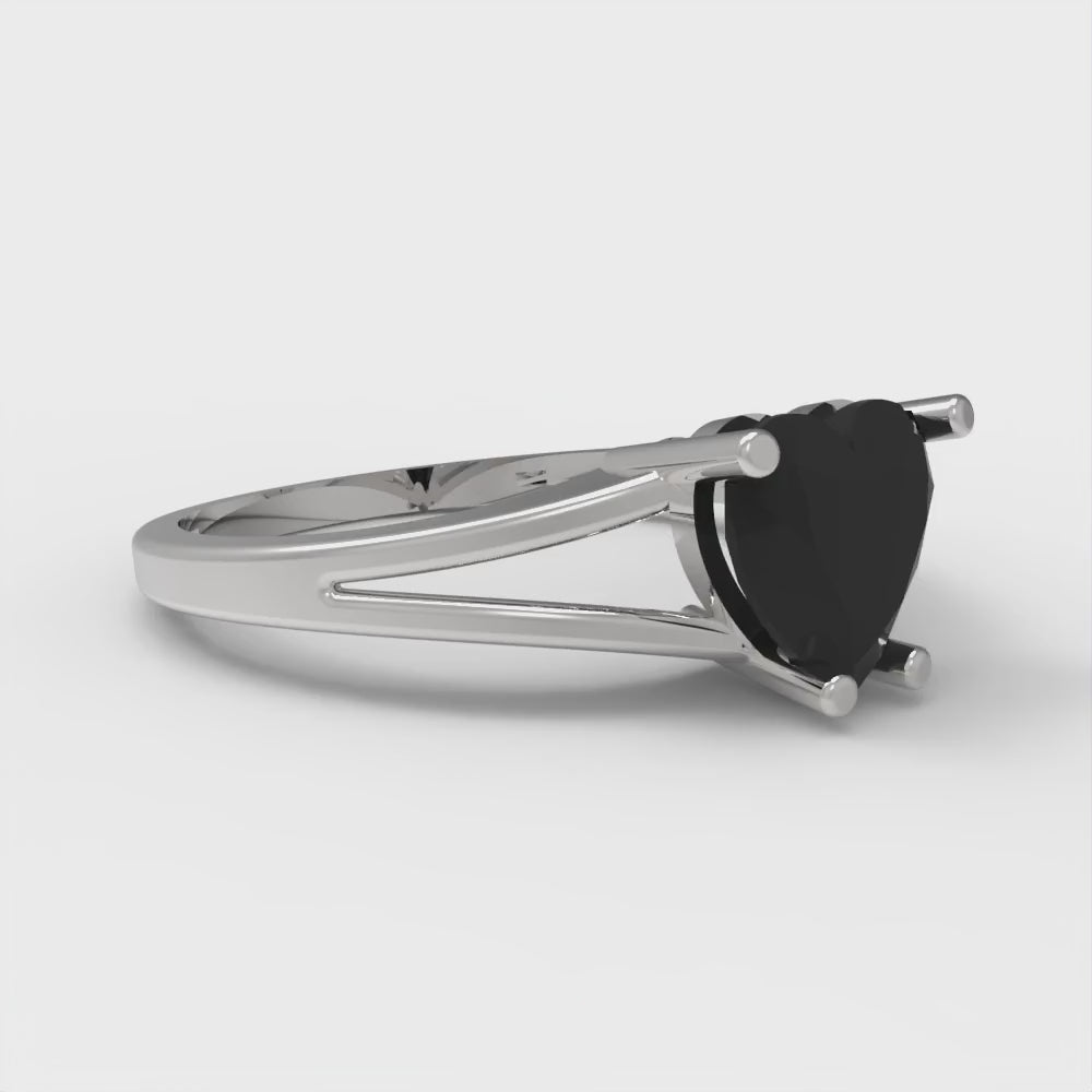 1 cttw Natural Onyx Solitaire  Engagement Ring - Solid Gold (Heart Cut,6.5mm)