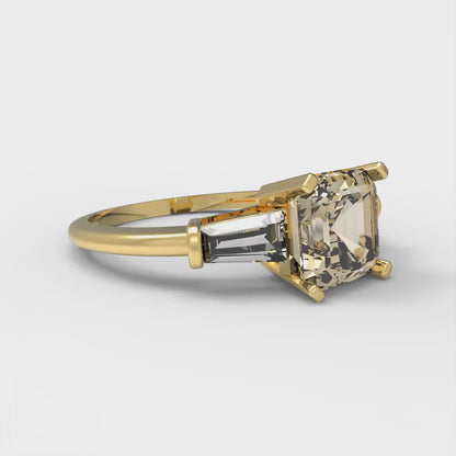 1.62 cttw Natural Morganite Three-Stone Engagement Ring - Solid Gold (Square Emerald Cut,6.5X6.5mm)