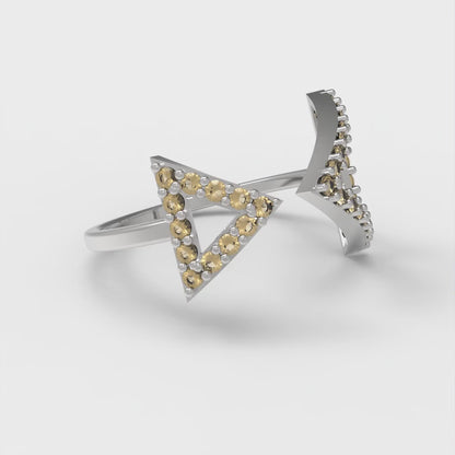 0.2475 cttw Zirconia Simulated Champagne Diamond Statement Engagement Ring - Solid Gold (VVS1, Round Cut,1.2mm)