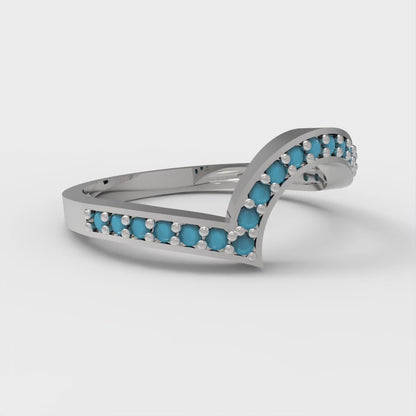 0.165 cttw Simulated Turquoise Round Cut White Gold Eternity Wedding Band