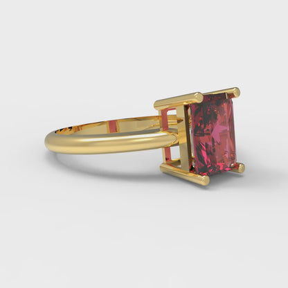 1.75 cttw Natural Garnet Solitaire  Engagement Ring - Solid Gold (Radiant Cut,7.5x5.5mm)