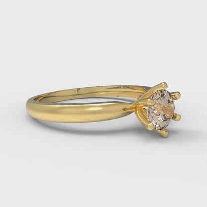 0.5 cttw Yellow Moissanite Solitaire  Engagement Ring - Solid Gold (Round Cut,5.0mm)