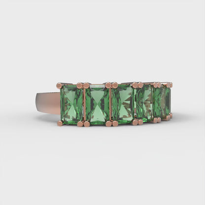 2.61 cttw Simulated Emerald Emerald Cut Rose Gold Eternity Wedding Band
