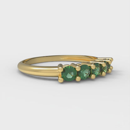 0.35 cttw Simulated Emerald Round Cut Yellow Gold Eternity Wedding Band