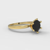 1 ct Brilliant Round Cut Natural Onyx Stone Yellow Gold Solitaire Ring