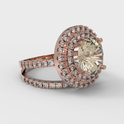 2.73 cttw Round Cut Natural Morganite Bridal Set - Solid Rose Gold Engagement Ring & Wedding Band