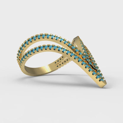 0.525 cttw Simulated Turquoise Statement Engagement Ring - Solid Gold (Round Cut,1.0mm)