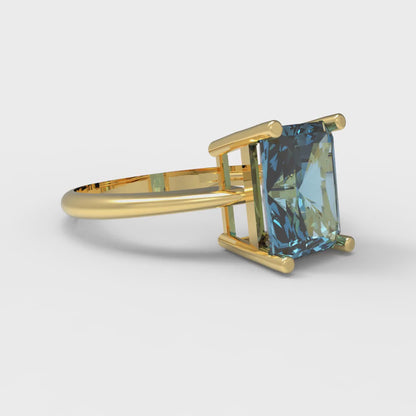2.5 cttw Natural Swiss Blue Topaz Solitaire  Engagement Ring - Solid Gold (Radiant Cut,8.5x6.5mm)
