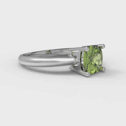 1 cttw Natural Peridot Solitaire  Engagement Ring - Solid Gold (Cushion Cut,6mm)