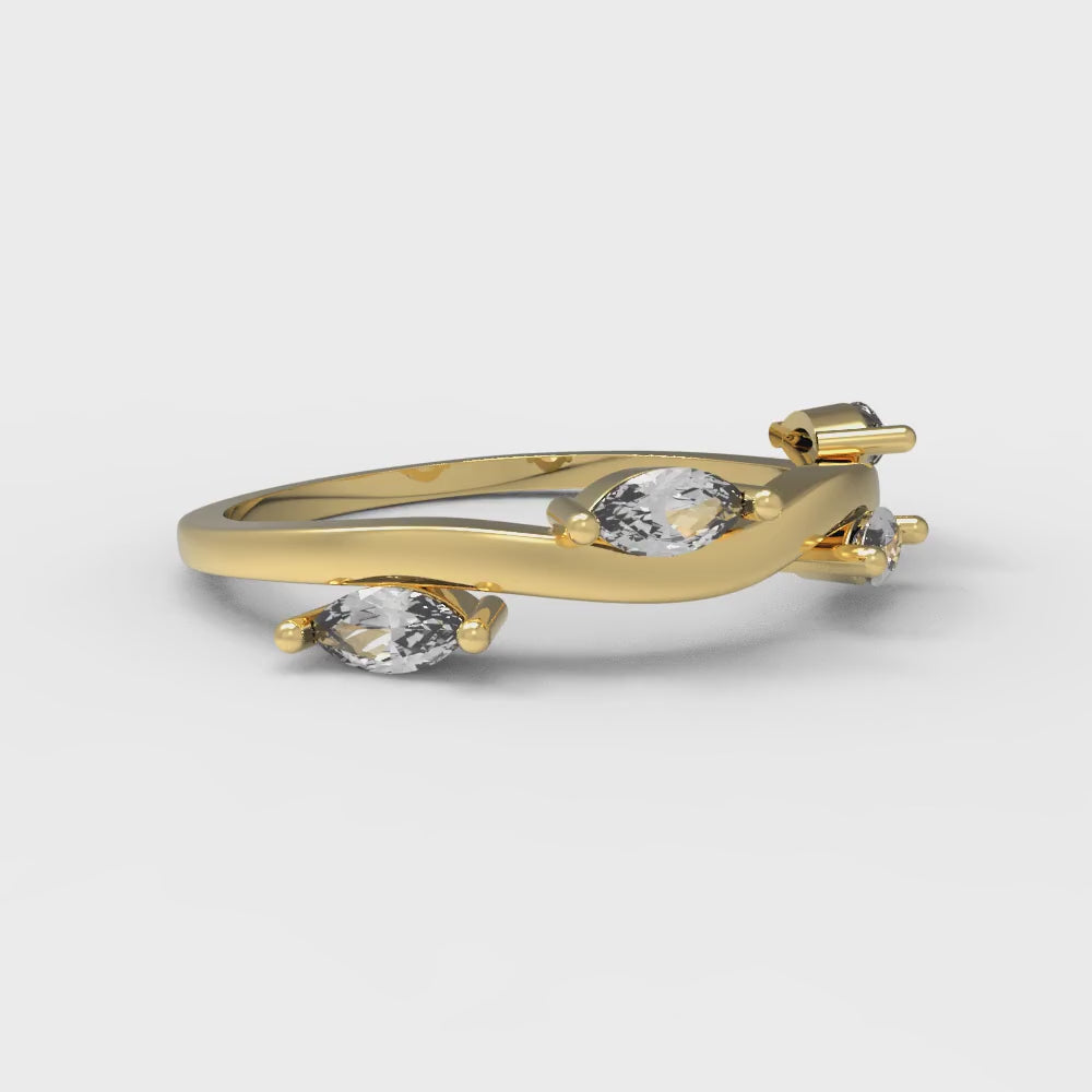 0.4 cttw White Sapphire Marquise Cut Yellow Gold Eternity Wedding Band