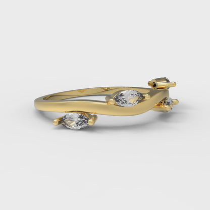 0.4 cttw White Sapphire Marquise Cut Yellow Gold Eternity Wedding Band