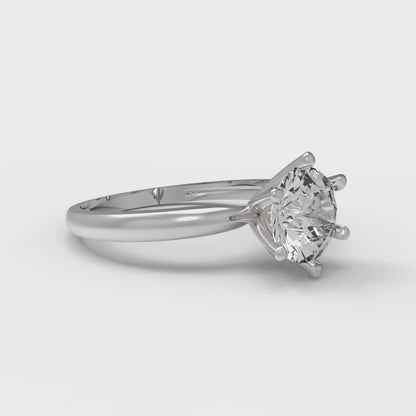 1 cttw White Sapphire Solitaire  Engagement Ring - Solid Gold (Round Cut,6.5mm)