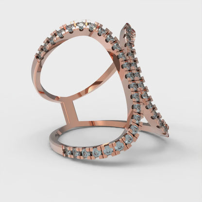 0.5 cttw Natural London Blue Topaz Statement Engagement Ring - Solid Rose Gold (VVS1, Round Cut,1.3mm)