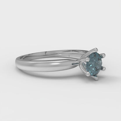 0.5 cttw Natural London Blue Topaz Solitaire  Engagement Ring - Solid Gold (Round Cut,5.0mm)