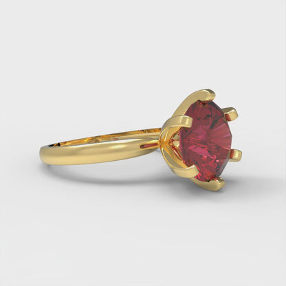 3 cttw Natural Garnet Solitaire  Engagement Ring - Solid Gold (Round Cut,9mm)