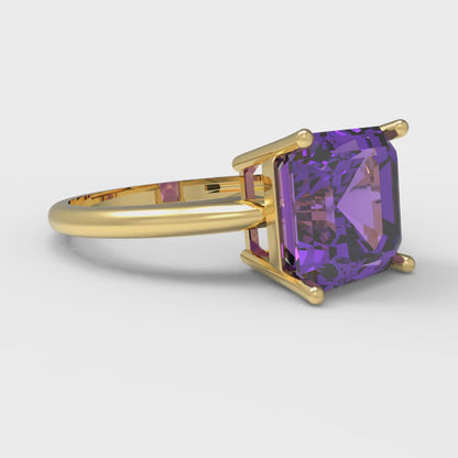 2.5 cttw Simulated Alexandrite Solitaire  Engagement Ring - Solid Gold (Asscher Cut,8.0mm)