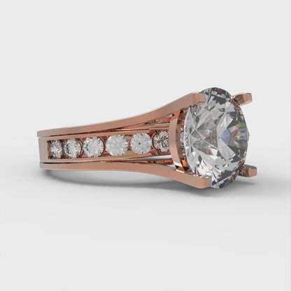 3.39 cttw Round Cut Moissanite Bridal Set - Solid Rose Gold Engagement Ring & Wedding Band
