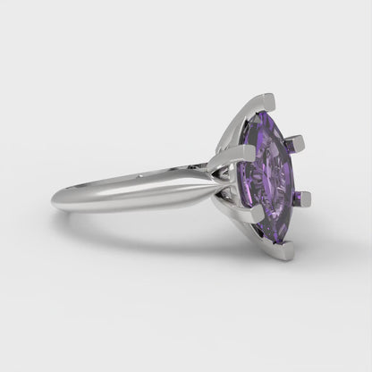 1 cttw Simulated Alexandrite Solitaire  Engagement Ring - Solid White Gold  (VVS1, Marquise Cut,10x5mm)