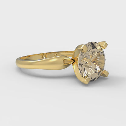 2.5 cttw Natural Morganite Solitaire  Engagement Ring - Solid Gold (Round Cut,8.5mm)