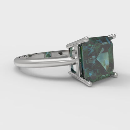 2.5 cttw Blue Moissanite Solitaire  Engagement Ring - Solid White Gold (VVS1, Asscher Cut,8.0mm)