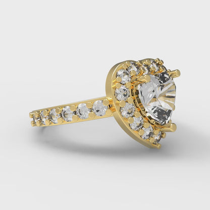 2.03 cttw White Sapphire Hidden Halo Engagement Ring - Solid Gold (Heart Cut,7.0mm)