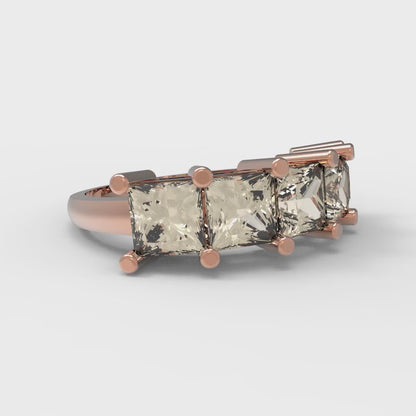 2.5 cttw Natural Morganite Princess Cut Rose Gold Eternity Wedding Band