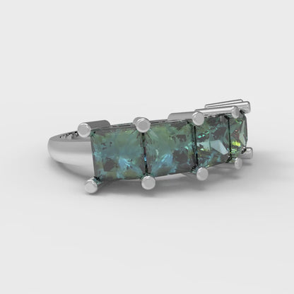 2.5 cttw Blue Moissanite Princess Cut White Gold Eternity Wedding Band