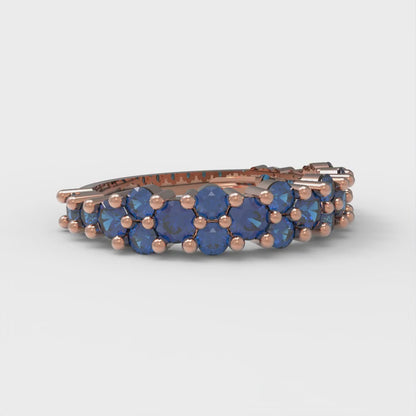 0.98 cttw Simulated Tanzanite Round Cut Rose Gold Eternity Wedding Band