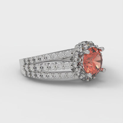 1.83 cttw Zirconia Simulated Red Diamond Hidden Halo Engagement Ring - Solid Gold (VVS1, Round Cut,6.5mm)