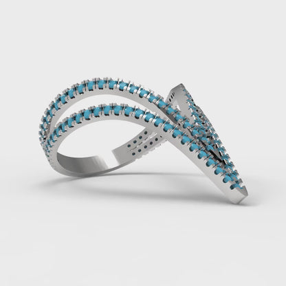 0.525 cttw Simulated Turquoise Statement Engagement Ring - Solid Gold (Round Cut,1.0mm)