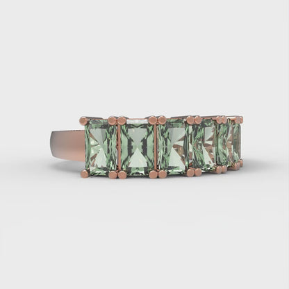 2.61 cttw Simulated Green Diamond Emerald Cut Rose Gold Eternity Wedding Band