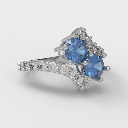 1.48 cttw Simulated Tanzanite Solitaire with Zirconia Simulated Diamond Accents Engagement Ring - Solid Gold (Round Cut,5mm)