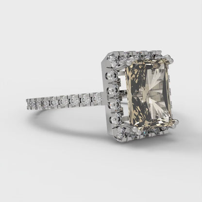 1.86 cttw Natural Morganite Hidden Halo Engagement Ring - Solid Gold (Emerald Cut,7.5x5.5mm)