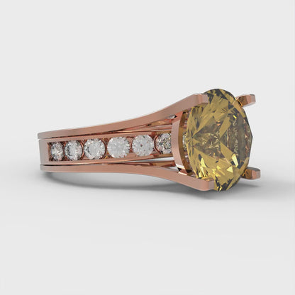 3.39 cttw Round Cut Simulated Yellow Diamond Bridal Set - Solid Rose Gold Engagement Ring & Wedding Band