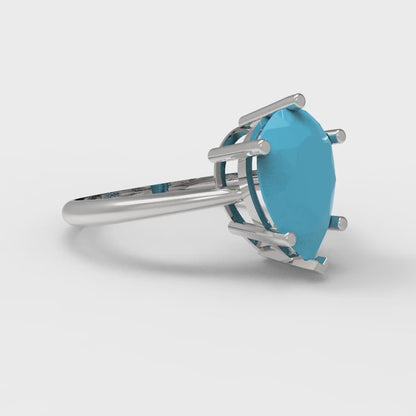 2 cttw Simulated Turquoise Solitaire  Engagement Ring - Solid Gold (Pear Cut,10x7mm)