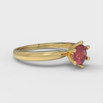 0.5 cttw Natural Garnet Solitaire  Engagement Ring - Solid Gold (Round Cut,5.0mm)