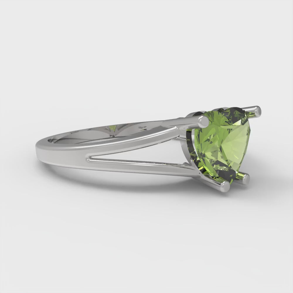 1 cttw Natural Peridot Solitaire  Engagement Ring - Solid Gold (Heart Cut,6.5mm)
