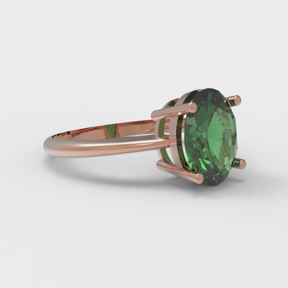 2 cttw Simulated Emerald Solitaire  Engagement Ring - Solid Gold (Oval Cut,9x7mm)