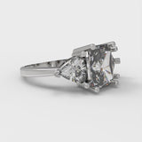 2.82 ct Brilliant Emerald Cut Clear Simulated Diamond Stone White Gold Three-Stone Ring