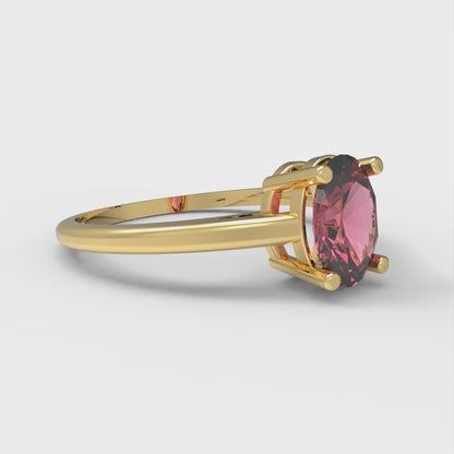 1 cttw Simulated Pink Tourmaline Solitaire  Engagement Ring - Solid Gold (Oval Cut,7x5mm)