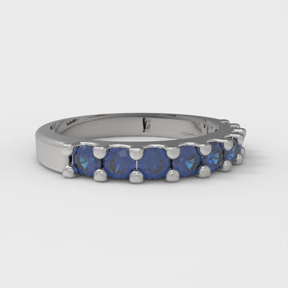 0.63 cttw Simulated Tanzanite Round Cut White Gold Eternity Wedding Band