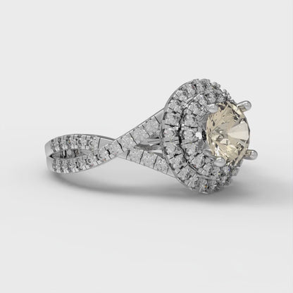 1.3125 cttw Natural Morganite Hidden Halo Engagement Ring - Solid Gold (Round Cut,6mm)