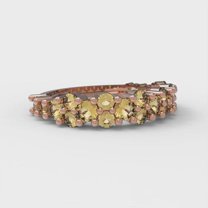 0.98 cttw Natural Citrine Round Cut Rose Gold Eternity Wedding Band