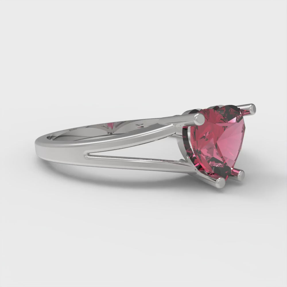 1 cttw Simulated Pink Tourmaline Solitaire  Engagement Ring - Solid Gold (Heart Cut,6.5mm)