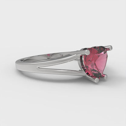 1 cttw Simulated Pink Tourmaline Solitaire  Engagement Ring - Solid Gold (Heart Cut,6.5mm)